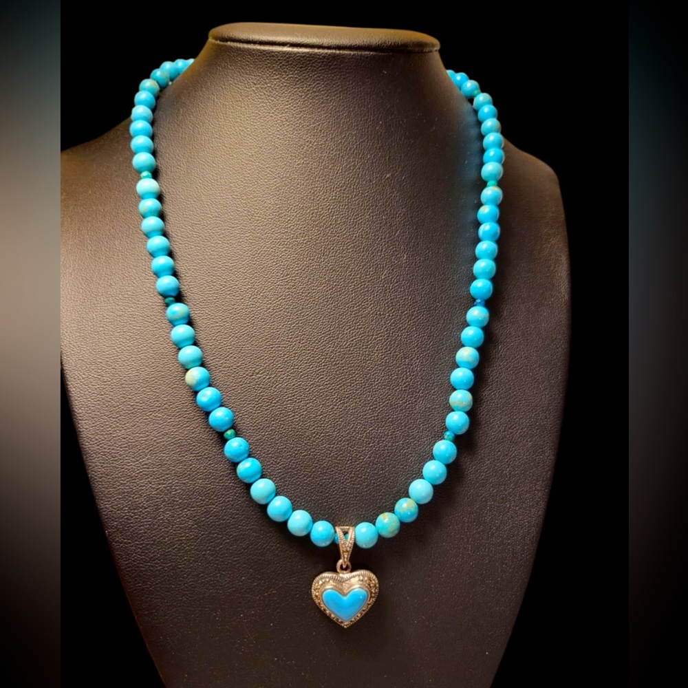 Turquoise Sterling Heart Pendant Necklace